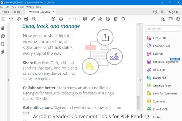 adobe acrobat reader dc interface
