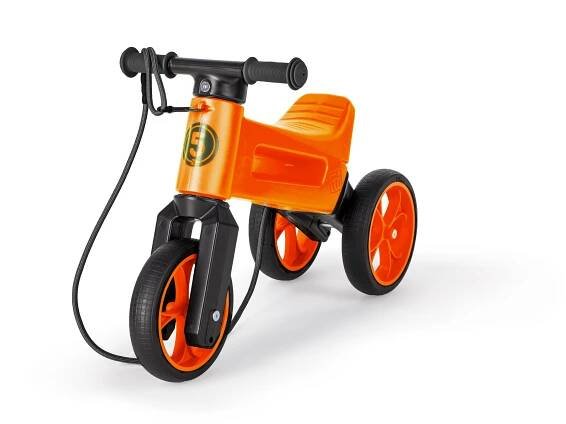 Odrážedlo FUNNY WHEELS Rider SuperSport oranž. 2v1+popruh, výš. sedla 28/30