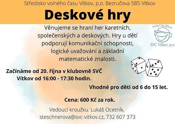 Volné kroužky – Středisko volného času Vítkov, příspěvková organizace.