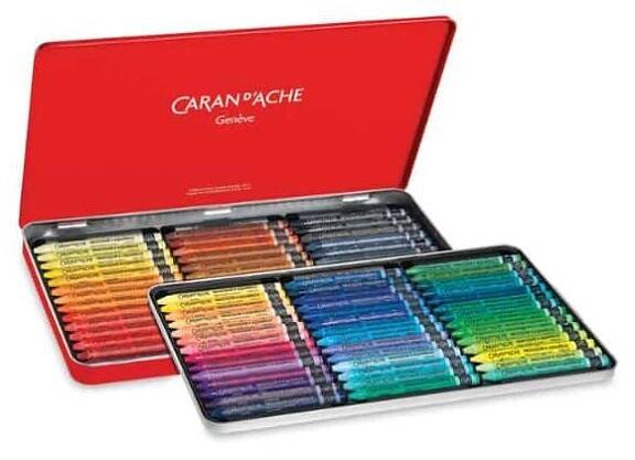 CARAN D'ACHE Akvarelové voskové pastely Neocolor II CARAN D'ACHE, 84ks v kovové krabičce