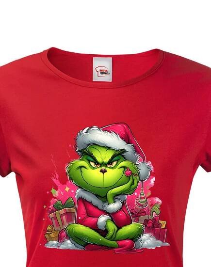 Dámské triko Grinch s dárky - skvělé vánoční triko