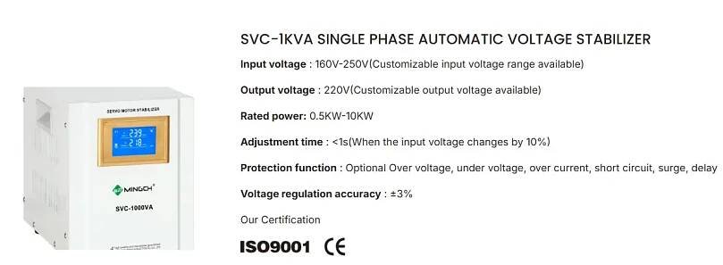 SVC-1KVA JEDNOFÁZOVÝ AUTOMATICKÝ STABILIZÁTOR NAPĚTÍ