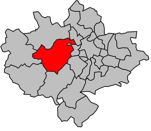 Kanton na mapě arrondissementu Lyon