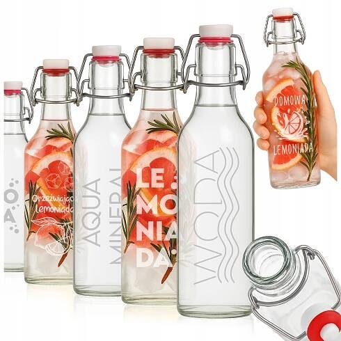 30 x LÁHEV NA VODU LIMONÁDA NA PITÍ VODY 1 L GRAVÍROVACÍ NÁPIS S MECHOVOU ZÁTKOU