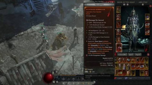 Diablo 4 Powerful Legendary Two-Handed Weapon to Improve Bone Spear