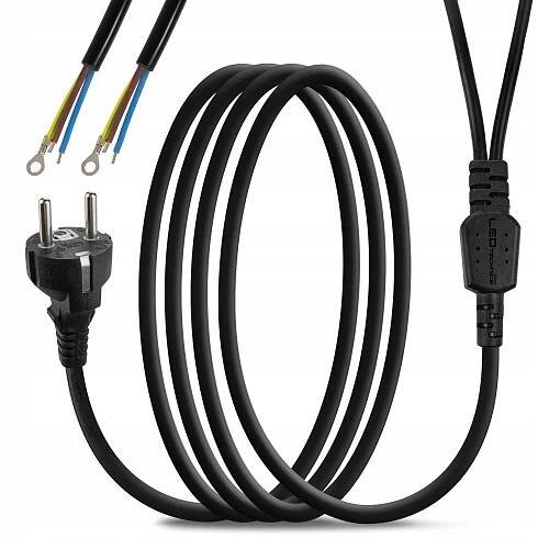 Připojovací napájecí kabel černý s 2 m zástrčkou a uzemněním