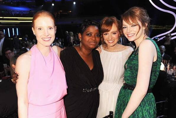 Actresses Jessica Chastain, Octavia Spencer, Ahna O'Reilly and Emma Stone