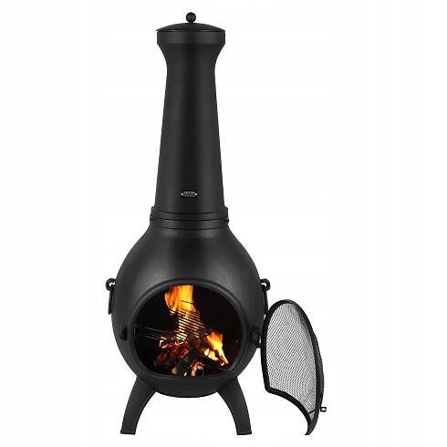 22palcový venkovní hliníkový krb Chiminea s mřížkou a komínovým pláštěm Výška výrobku 130 cm