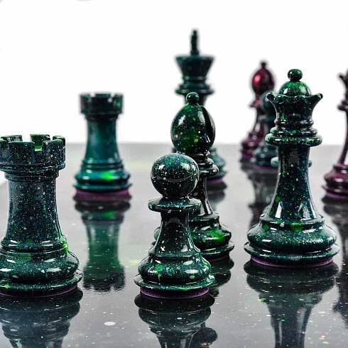The Wu-Tang Clan’s RZA with Purling chess set on Chess Life Magazine cover - Purling