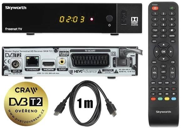 DVB-T přijímač Skyworth SKW T21 H.265 790 Kč