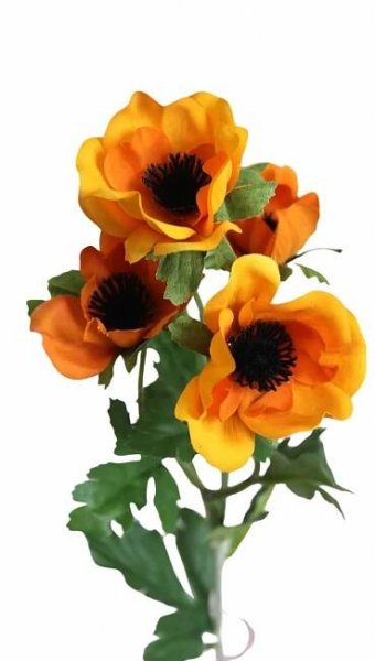 Oranžové umělé anemone 62cm