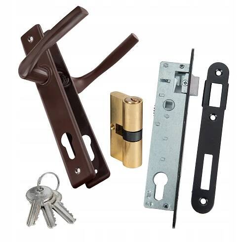 SADA PRO BRÁNU BRÁNY KLIKA 90 BRONZOVÝ ZÁMEK 90/22 VLOŽKA 30/30 Barva hnědá