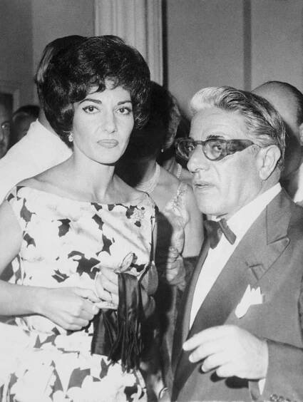 Black and White Photo of Maria Callas and Aristotle Onassis at International Sporting Club