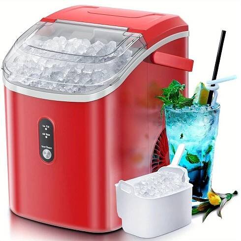 * Countertop Ice Maker With Soft Chewable Ice, Automatic 35lbs In 24 Hours, Pebble Portable Ice Machine With Ice Scoop, Self-Cleaning, *