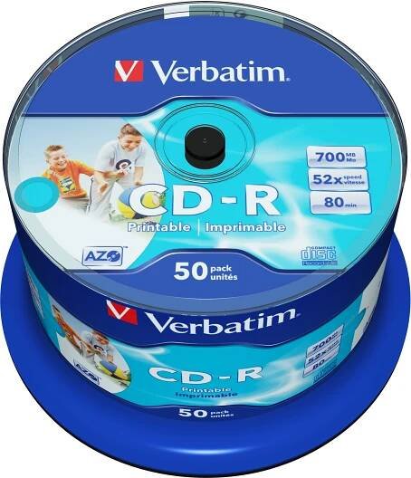 VERBATIM CD-R AZO 700MB, 52x, printable, spindle 50 ks