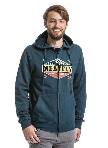 Pánská mikina Meatfly Wanderlust Hoodie, D | Dark Slate | Meatfly