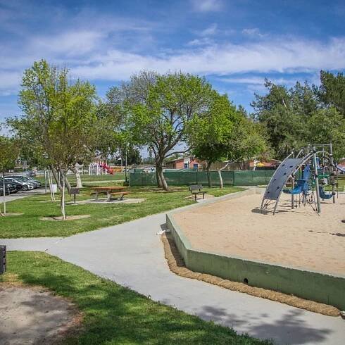 Jungle gym in a sandbox