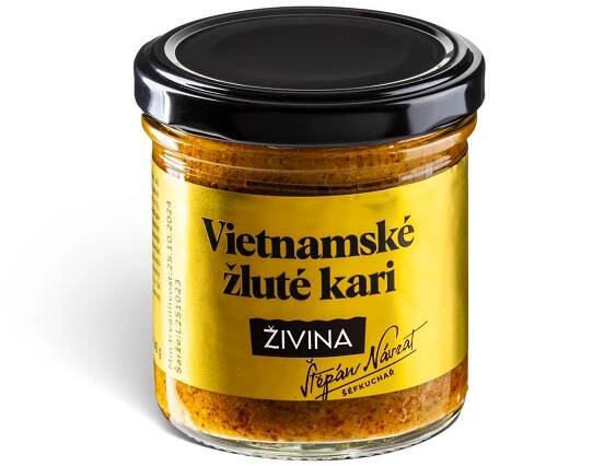 Vietnamská žlutá kari pasta středně pálivá pro kari s kokosovým mlékem 140 g