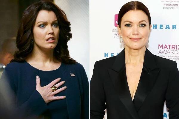 Bellamy Young as Mellie on 'Scandal'; Young at the 2025 Matrix Awards