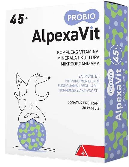 Alpen Pharma, Alpexavit Probio 45+, 30 kapsúl, vitamíny, minerály a kultúry mikroorganizmov