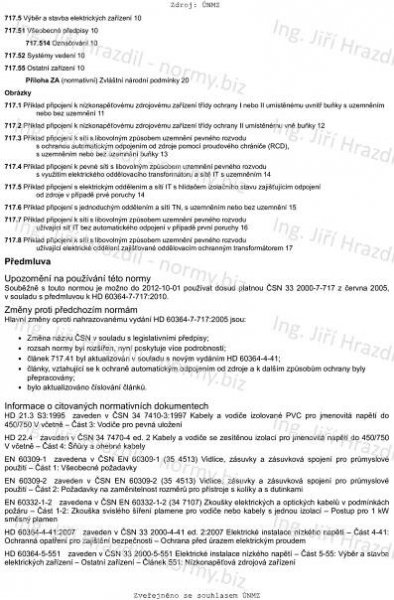 ČSN 33 2000-7-717 ed. 2 (332000) - Elektrické instalace nízkého napětí - Část 7-717: Zařízení jednoúčelová a ve zvláštních