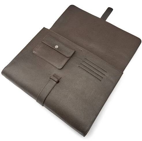 Lyon tmavě hnědé kožené pouzdro na notebook 13” - 2