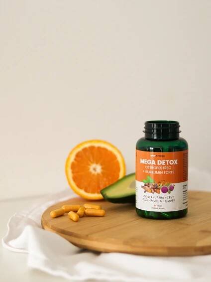 MOVit Energy Mega Detox Ostropestřec + Kurkumin Forte, 60 kapslí