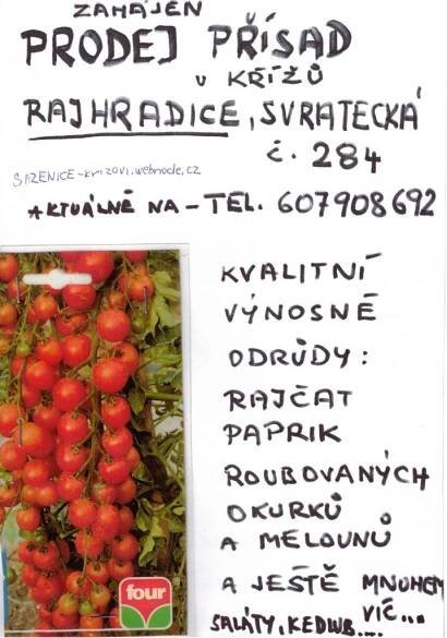 prodej přísad - zahradnictví Rajhradice - Město Rajhrad Inzerce
