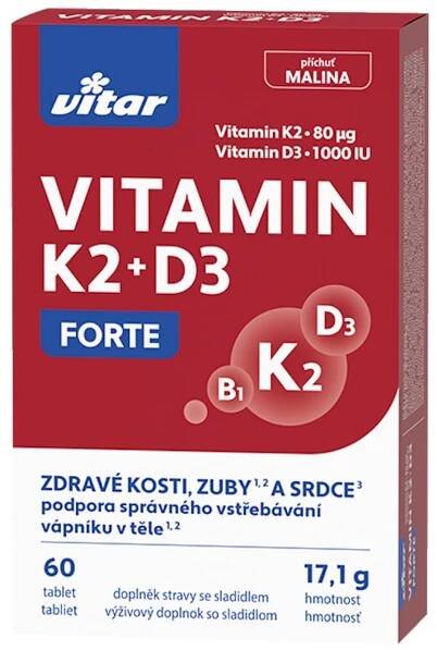 Vitar Vitamin K2 + D3 Forte 60 tbl. od 129 Kč