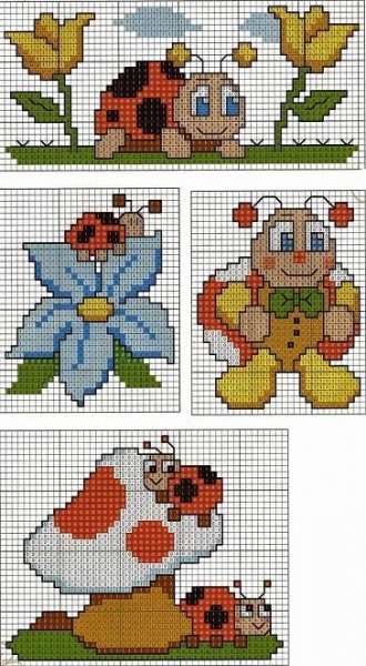 Delicate Corner: Charts Cross Stitch "Ladybugs" | Bordados en punto cruz, Punto de cruz angelitos, Cenefas punto de cruz