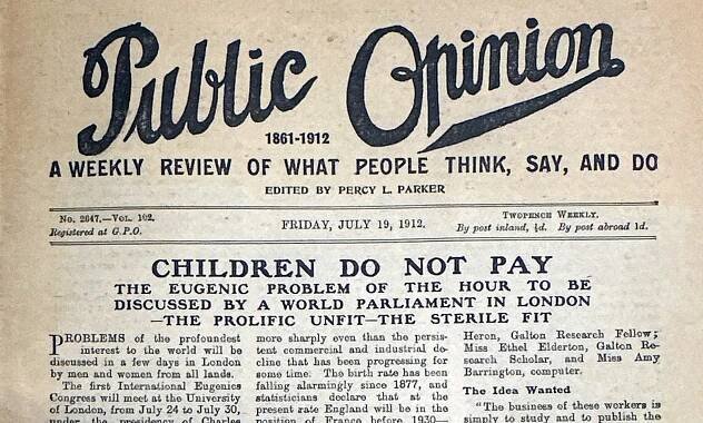 Karl Pearson in rare media interview about eugenics in Public Opinion