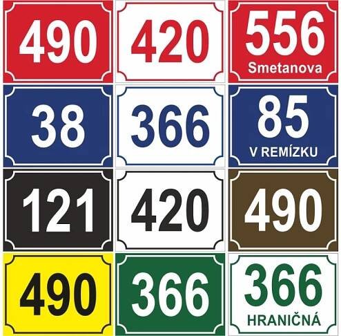 Domovní tabulky pro označení domu a rekreačních chat