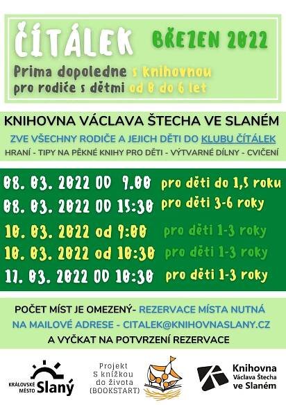 Knihovna Václava Štecha ve Slaném: Čítálek - babyklub (Bookstart) 8.3.2022