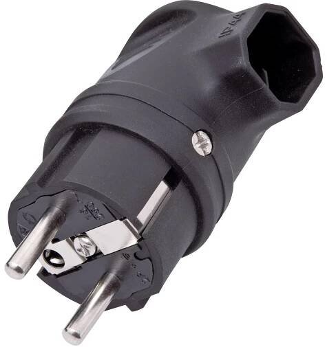 interBär 9004-004.01 úhlová zástrčka SchuKo guma 230 V černá IP44