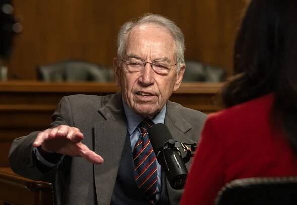 Senator Chuck Grassley being interviewed.
