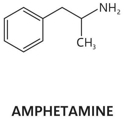 vzorec molekuly syntetické drogy amfetamin - amfetaminech stock ilustrace