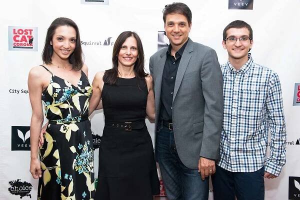 (L-R) Julia Macchio, Phyllis Macchio, Ralph Macchio and Daniel Macchio attend the 'Lost Cat Corona' wrap party at Highlight Studios on June 6, 2015 in New York City.