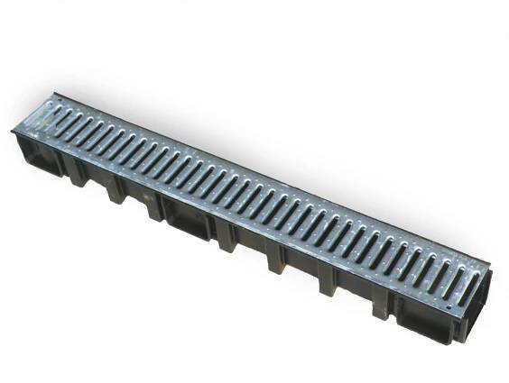 Plastový odvodňovací žlab s pozinkovanou mříží A15 - 100 x 1,2 x 8,5cm