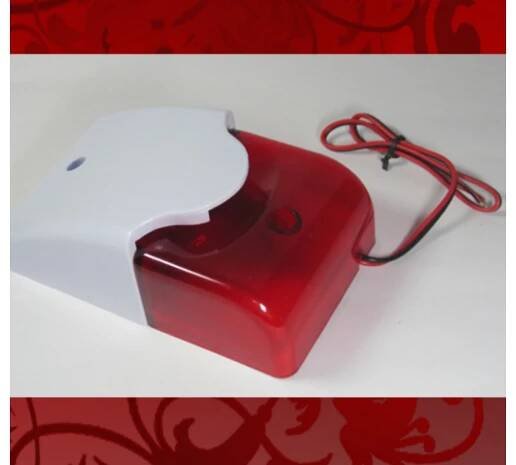 Červená drátová strobo siréna k GSM alarmu malá LM103