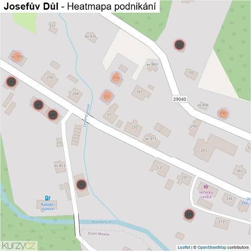 Mapa Josefův Důl - Firmy v obci.