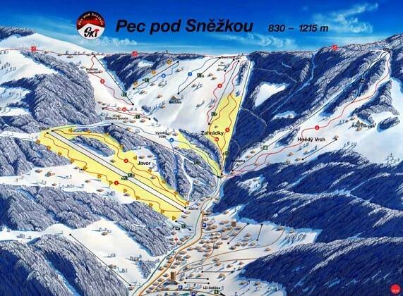 Ski areál Pec pod Sněžkou - informace a mapa