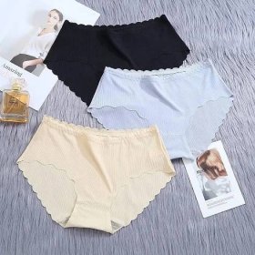 Girl Seamless Underwear Laser Cut Traceless Invisible Panties Scallop Cut Bikini for Young Women Sexy Underwear Mid Rise Sexy