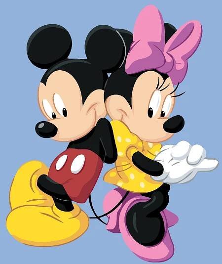 Diamantové malování - MICKEY MOUSE A MINNIE NA MODRÉM POZADÍ