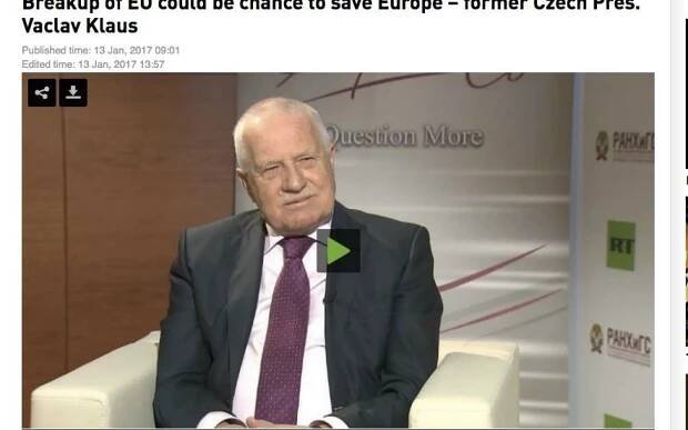 Galerie: Klaus pro ruskou TV: ‚Rozpad EU, šance na záchranu‘? RT překrucuje - Galerie - Echo24.cz