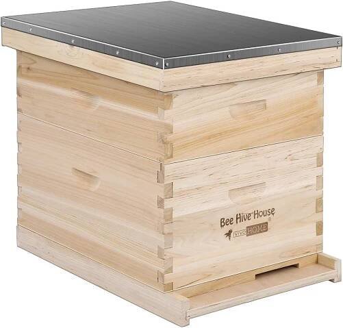 VIVOHOME 20-Frame Langstroth Honey Bee Hive Box with Metal Roof