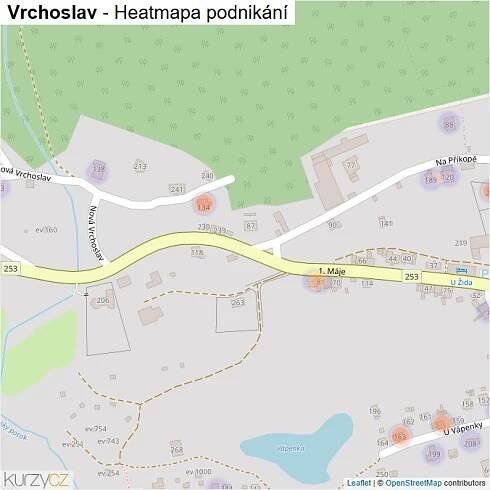 Mapa Vrchoslav - Firmy v části obce.