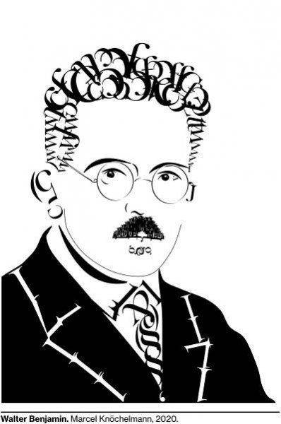 Walter Benjamin. Typographisches Portrait von Marcel Knöchelmann