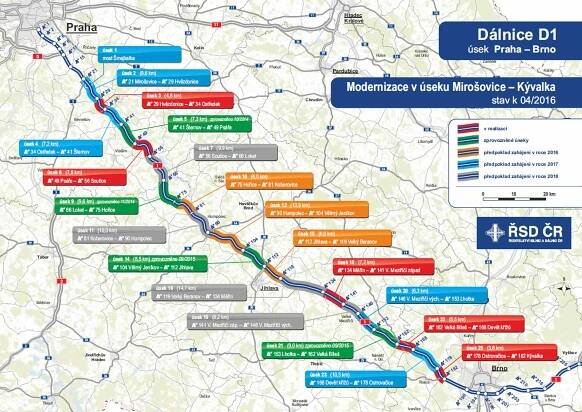 Mapa - Dálnice D1 - GALERIE: Opravy a modernizace silnic a dálnic v roce 2016 (3/5)
