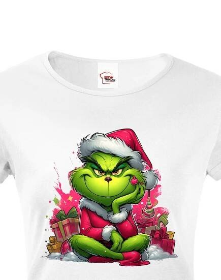 Dámské triko Grinch s dárky - skvělé vánoční triko
