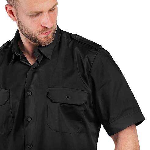 Uniformovaná košile s krátkým rukávem Mil-Tec Service s pagony, černá, 3XL Značka Mil-Tec